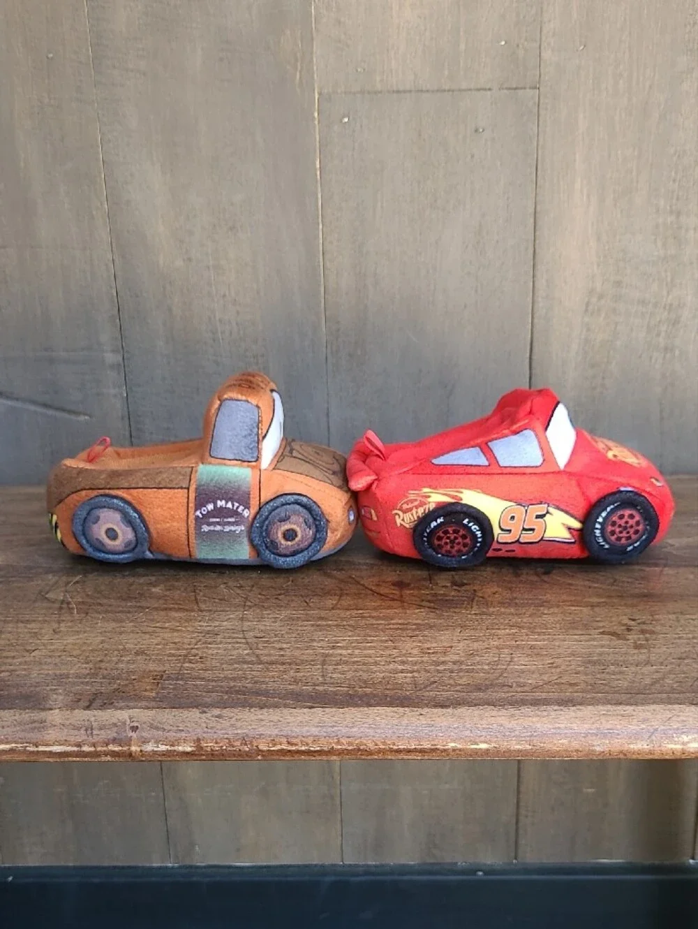 Disney/Pixar Cars Slippers Toddler sz 5/6 Lightning McQueen & Mater Plush